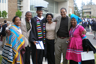 Myke Scholl with one of his students from Africa at graduation from university